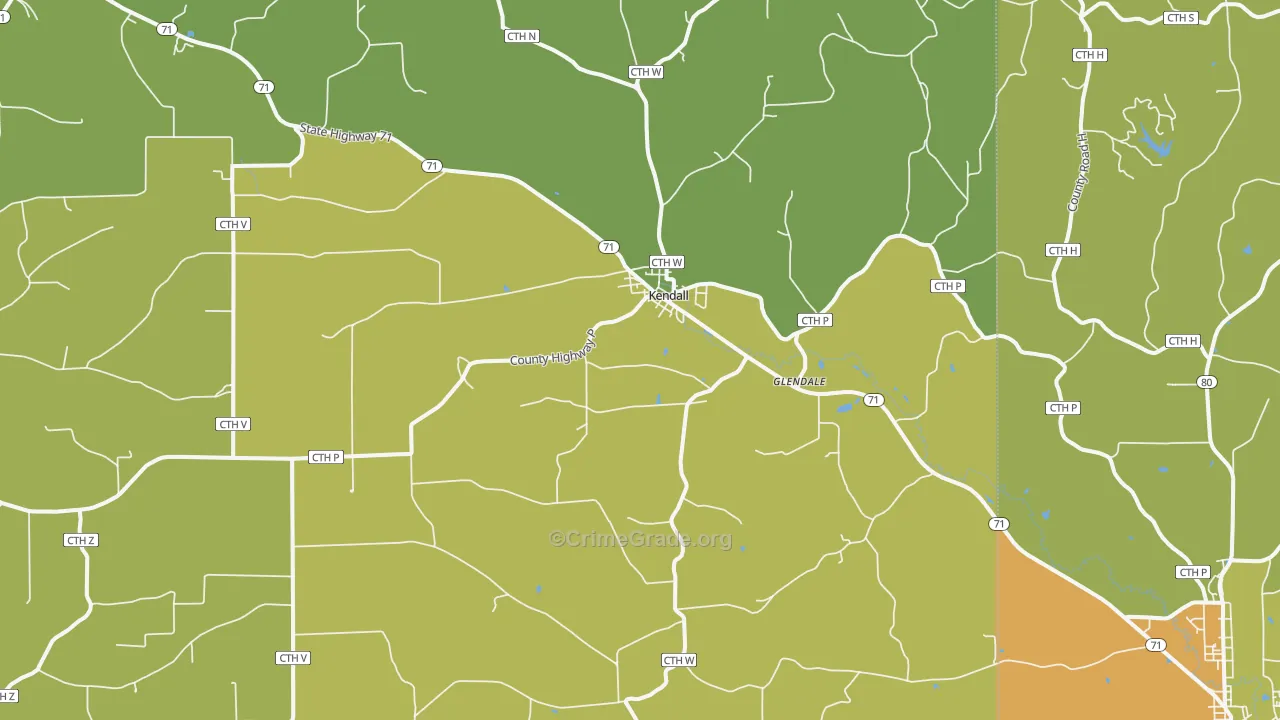 Kendall, WI Map of Vandalism Rates