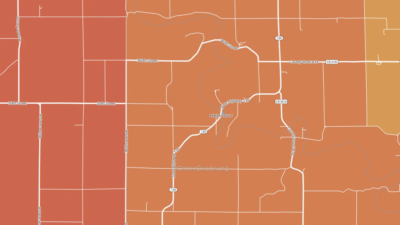 Kendallville, IA Map of Vandalism Rates