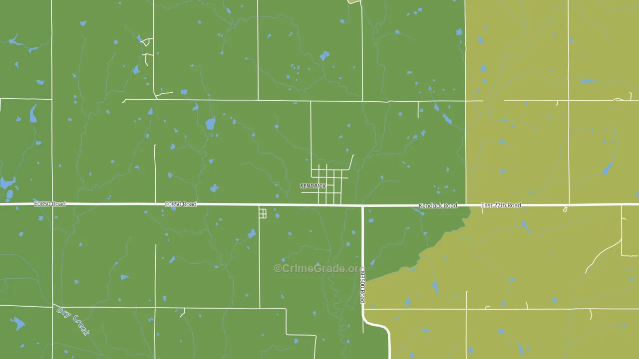 Kendrick, OK Map of Vandalism Rates