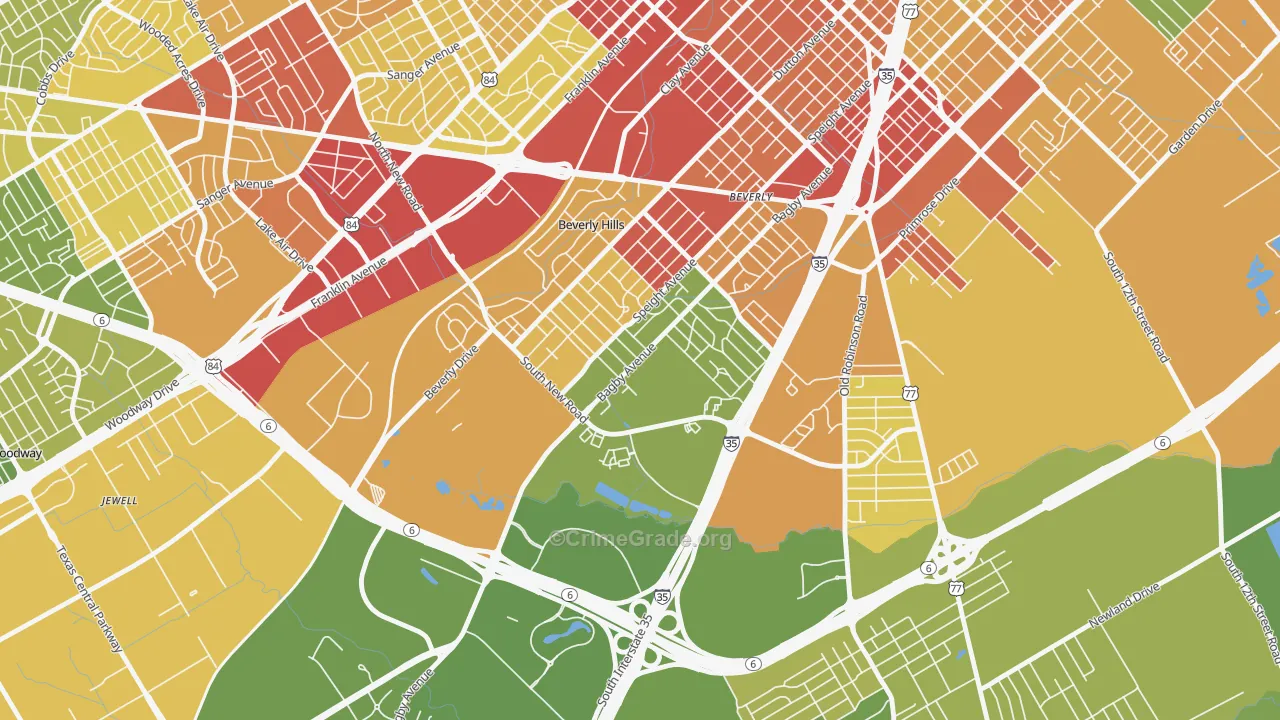Kendrick, Waco, TX Map of Vandalism Rates