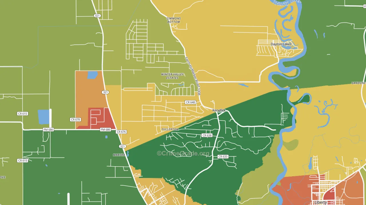 Kenefick, TX Map of Vandalism Rates