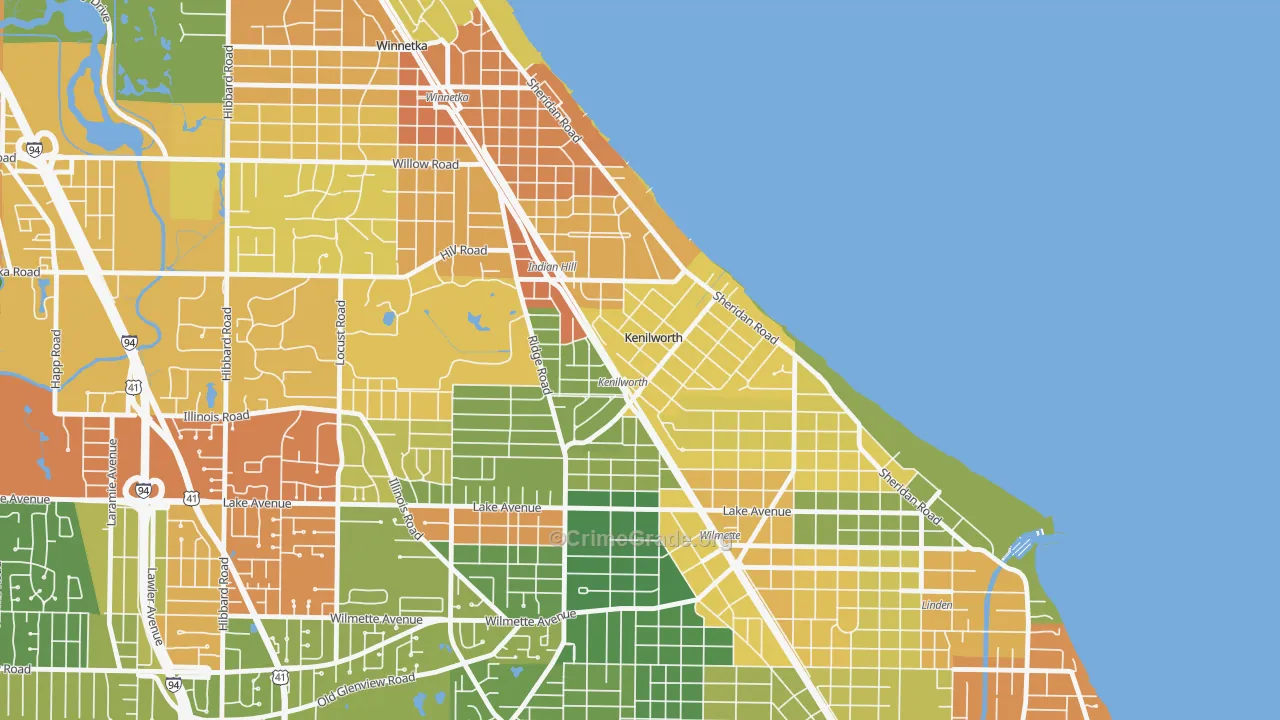 Kenilworth, IL Map of Vandalism Rates