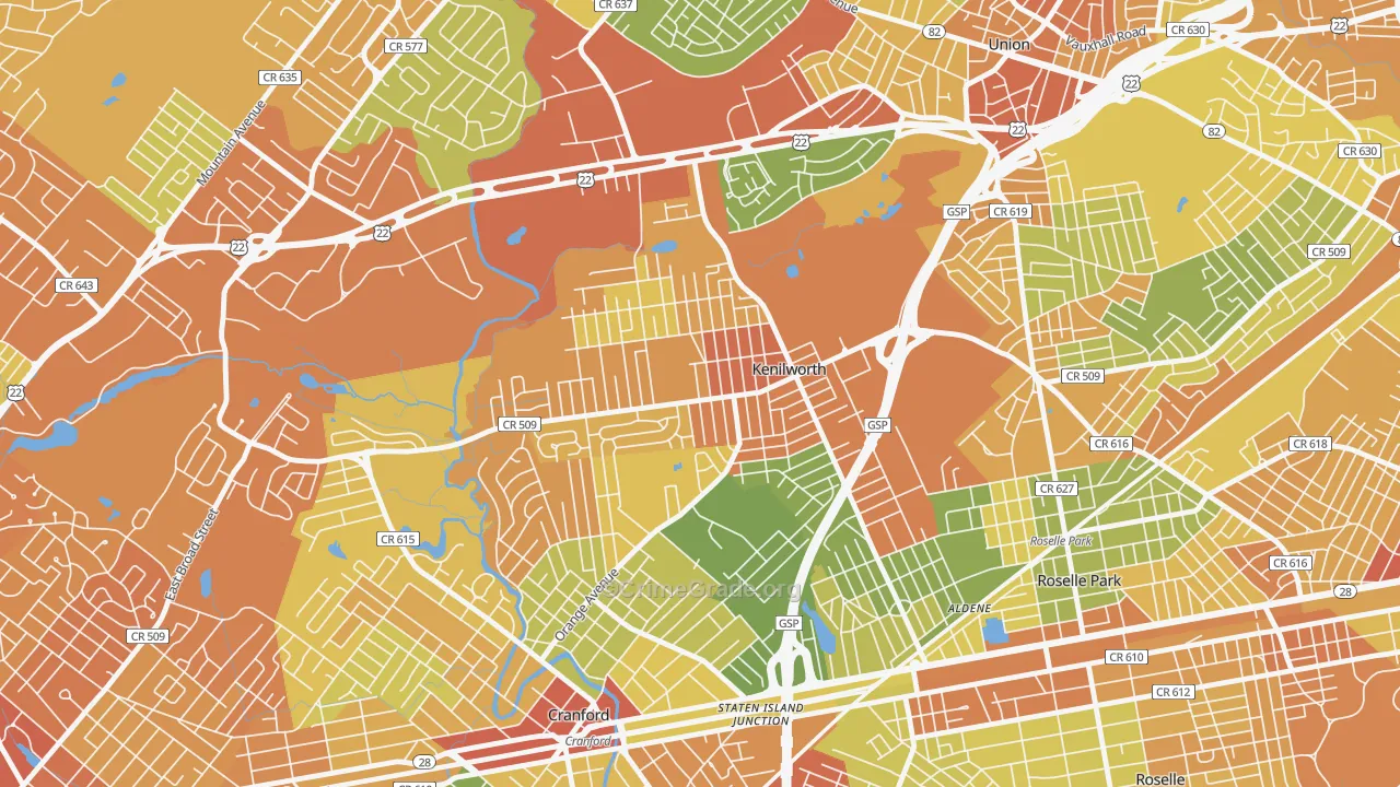 Kenilworth, NJ Map of Vandalism Rates