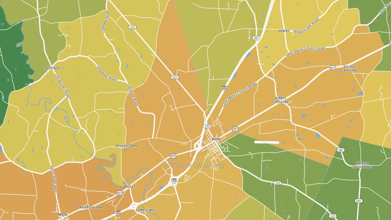Kenly, NC Map of Vandalism Rates