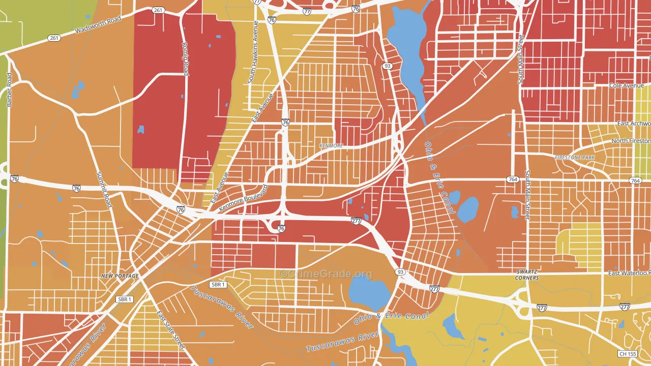 Kenmore, Akron, OH Map of Vandalism Rates