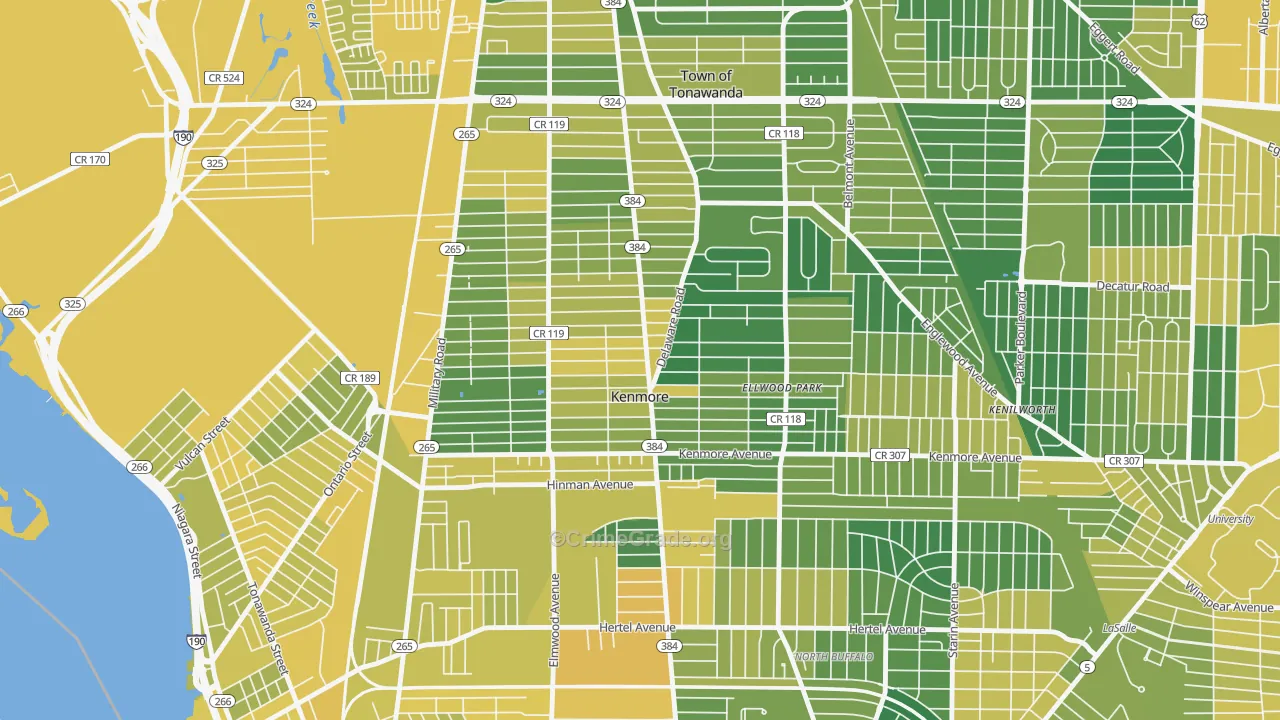 Kenmore, NY Map of Vandalism Rates