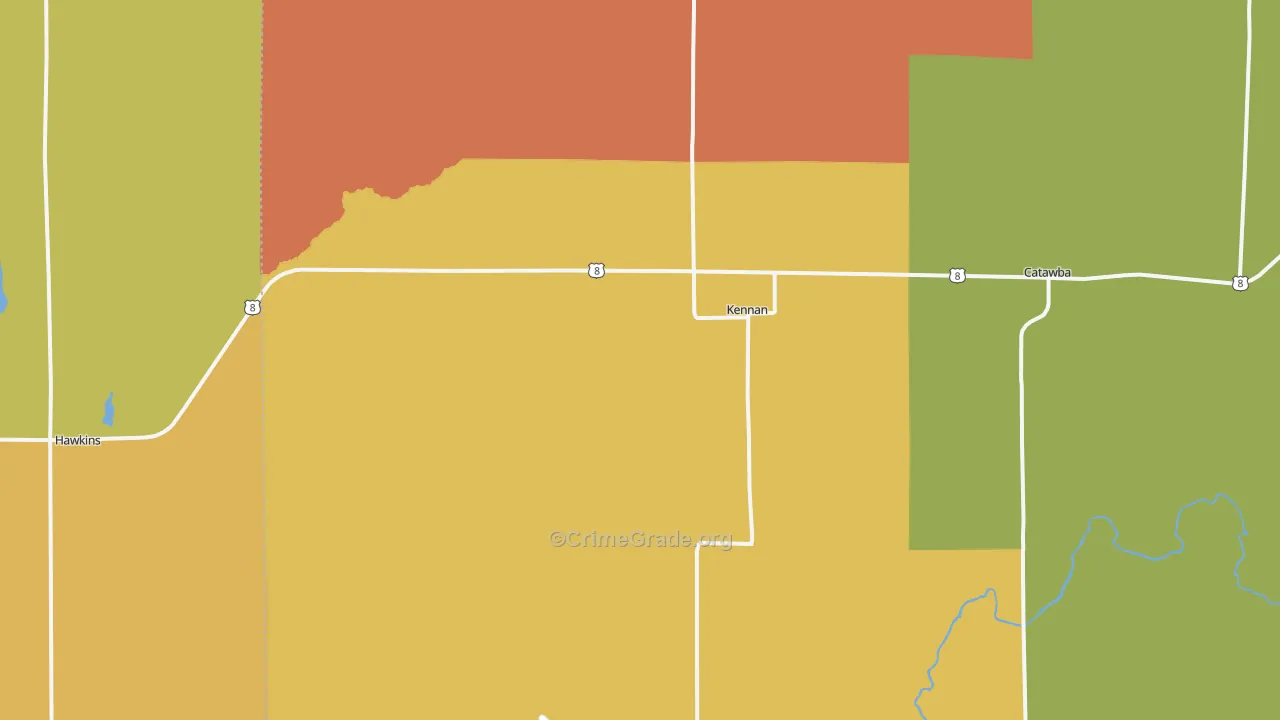 Kennan, WI Map of Vandalism Rates