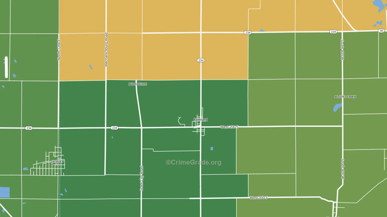 Kennard, IN Map of Vandalism Rates