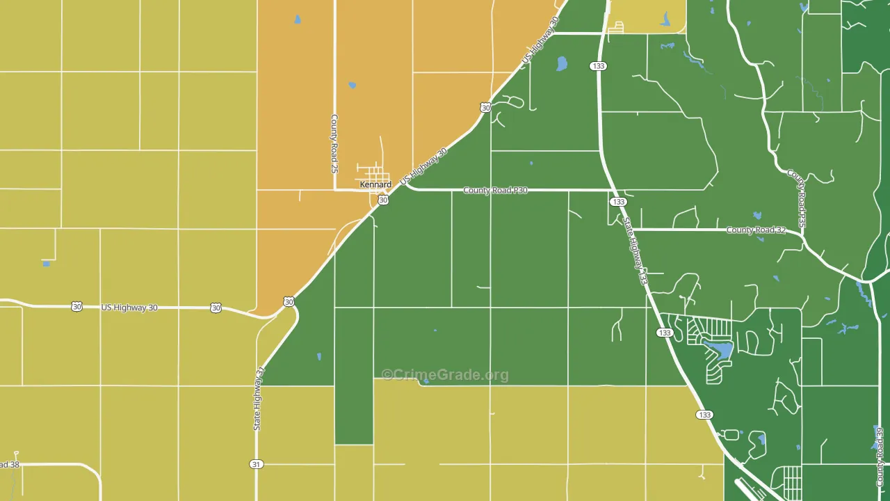 Kennard, NE Map of Vandalism Rates