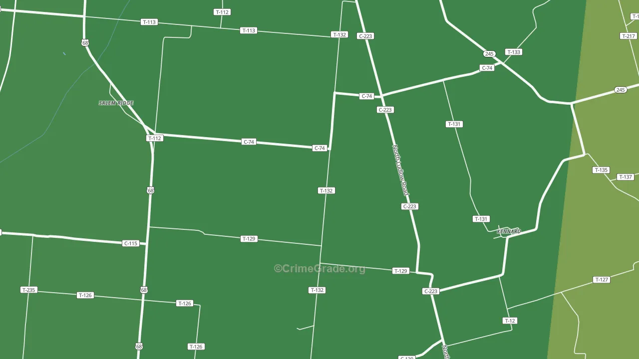 Kennard, OH Map of Vandalism Rates