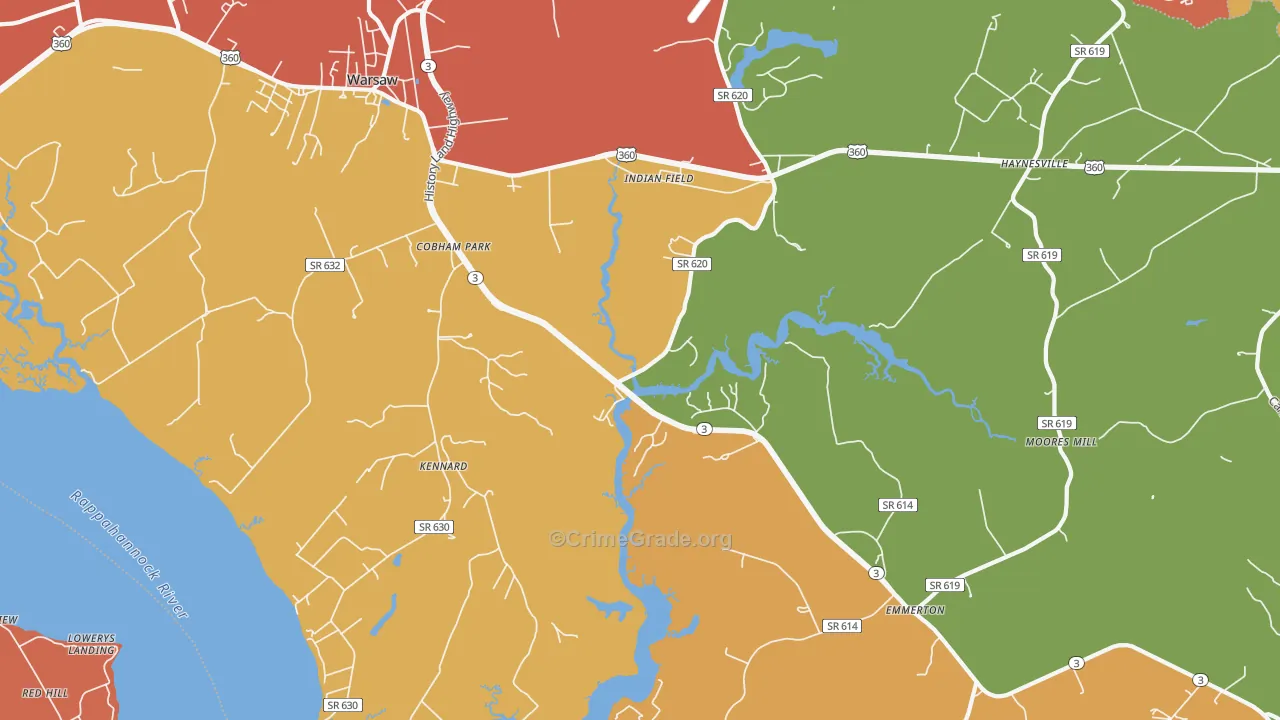 Kennard, VA Map of Vandalism Rates