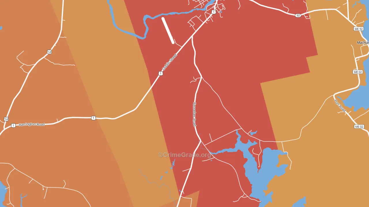 Kennebec, ME Map of Vandalism Rates