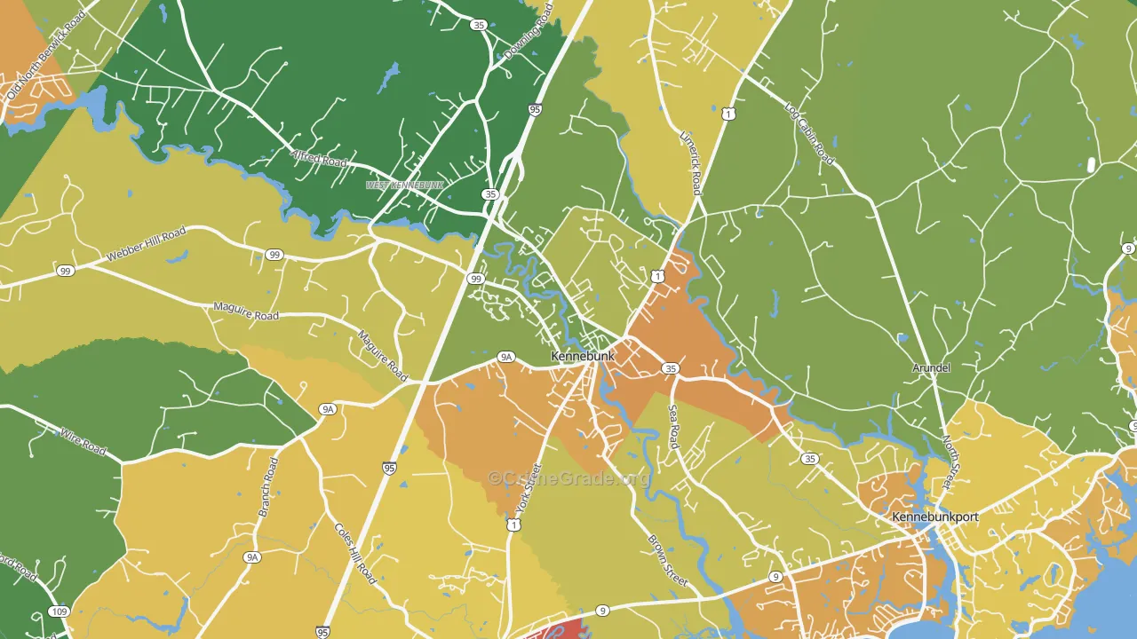 Kennebunk, ME Map of Vandalism Rates