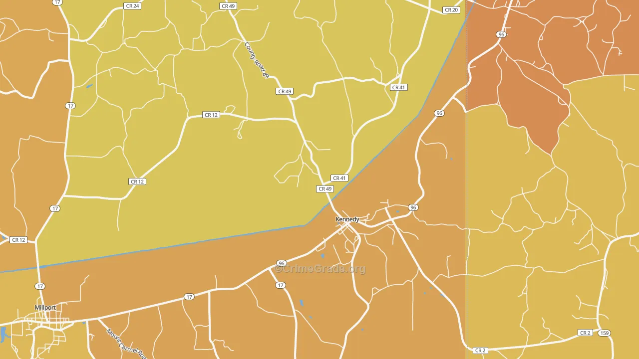 Kennedy, AL Map of Vandalism Rates