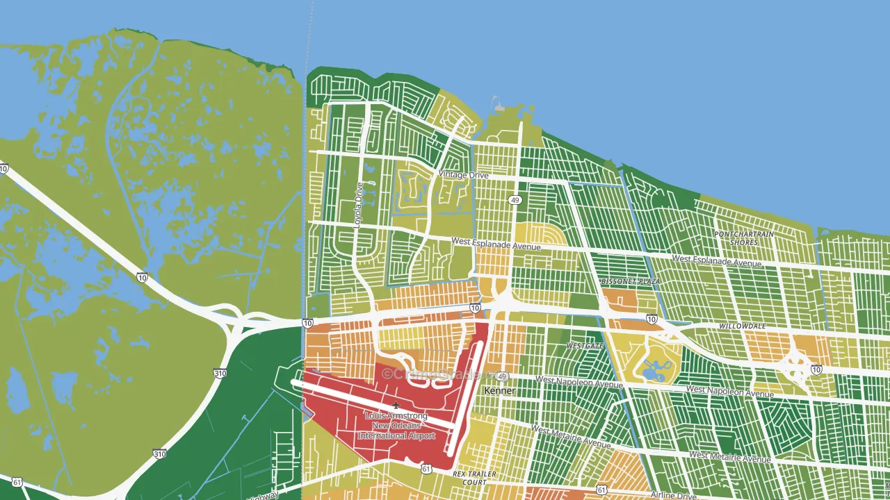 Kenner, LA Map of Vandalism Rates