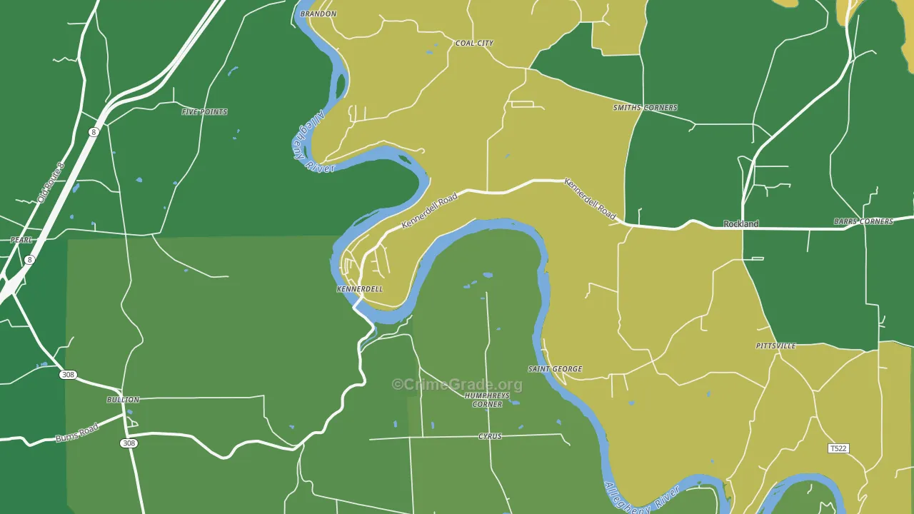 Kennerdell, PA Map of Vandalism Rates