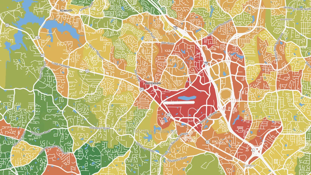 Kennesaw, GA Map of Vandalism Rates