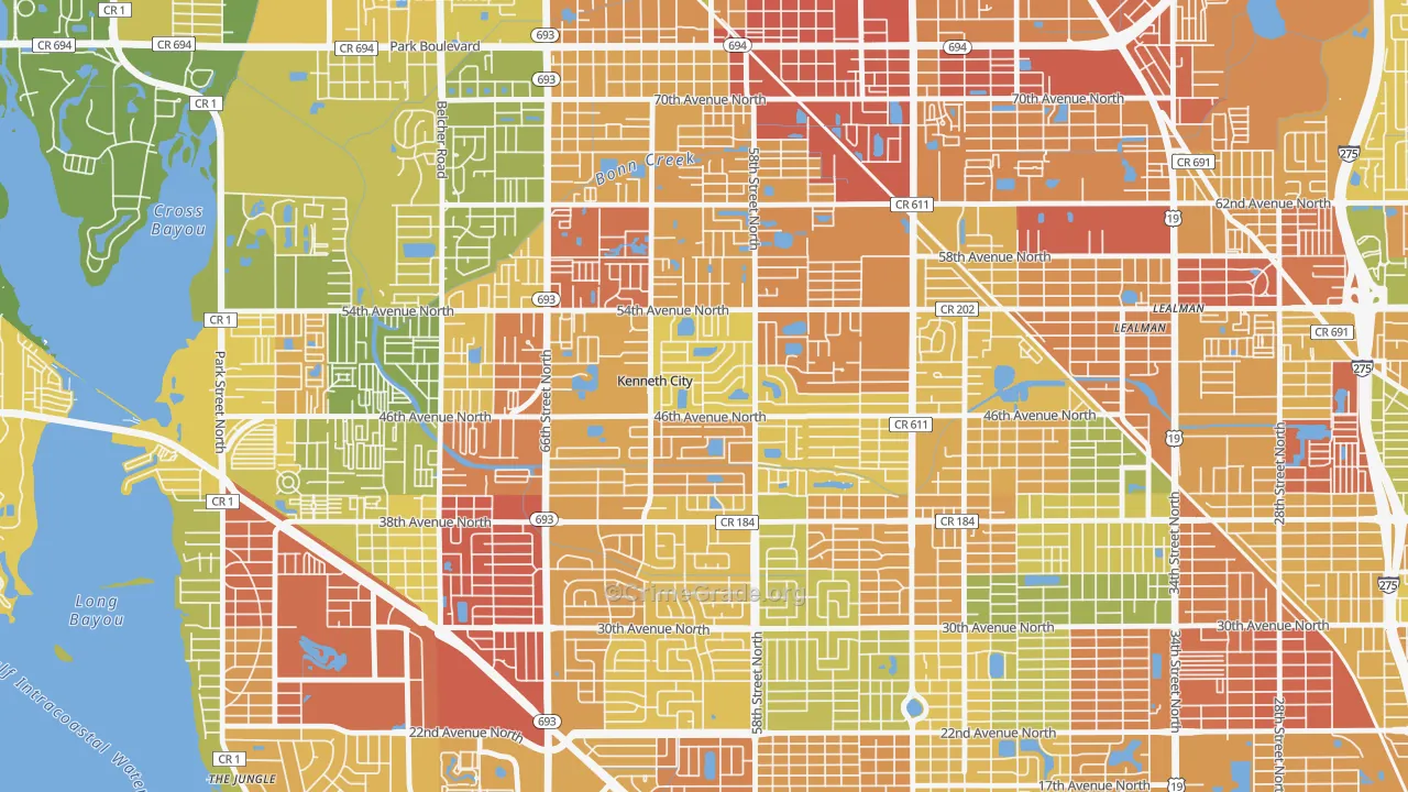 Kenneth City, FL Map of Vandalism Rates