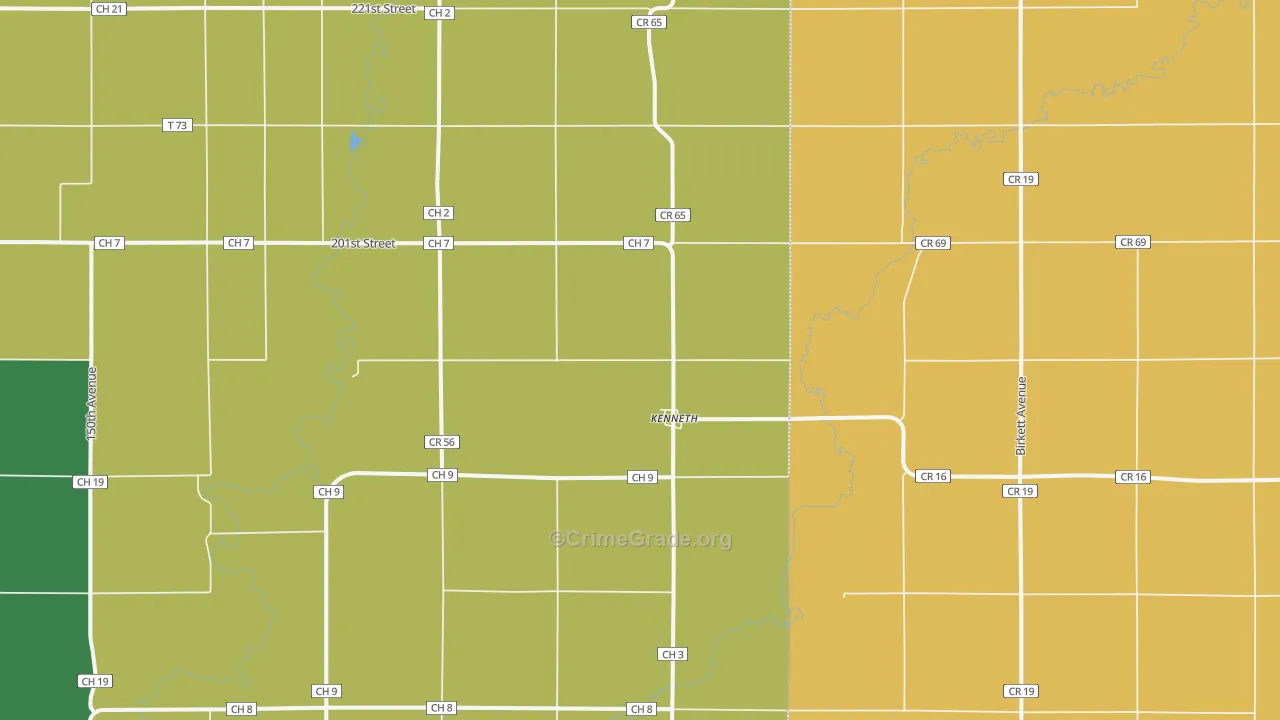 Kenneth, MN Map of Vandalism Rates