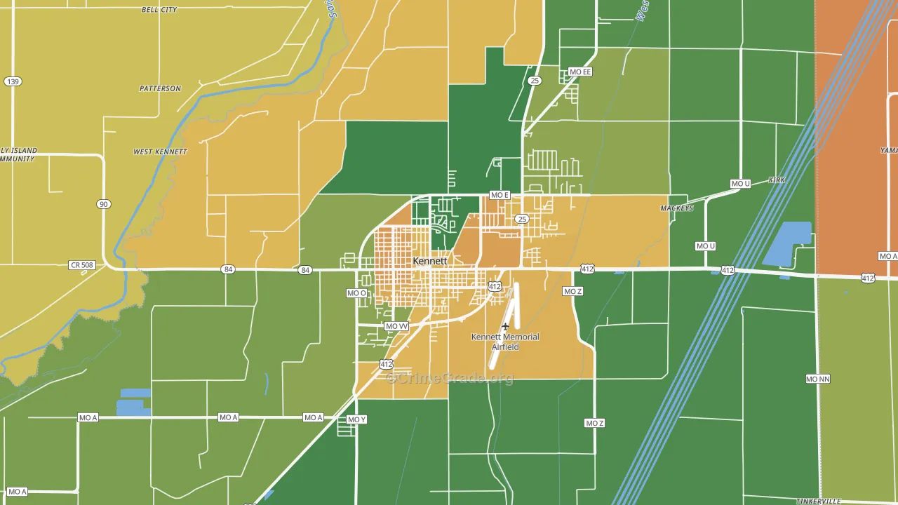 Kennett, MO Map of Vandalism Rates