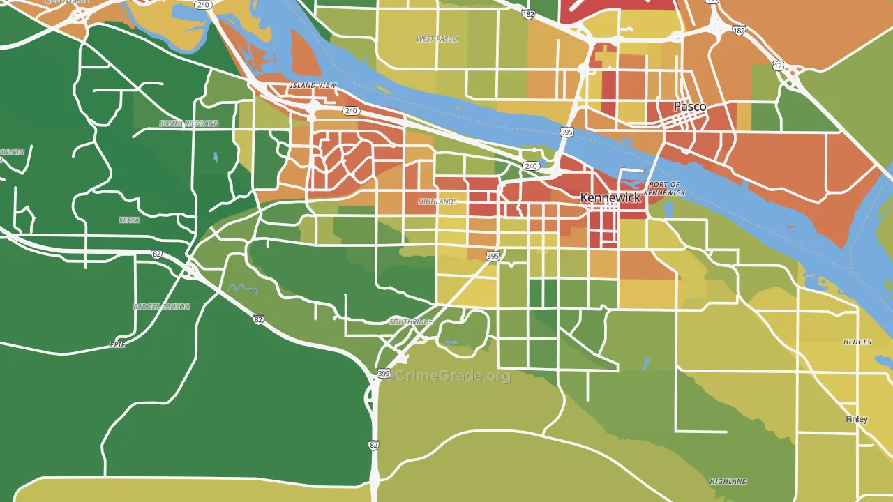 Kennewick, WA Map of Vandalism Rates