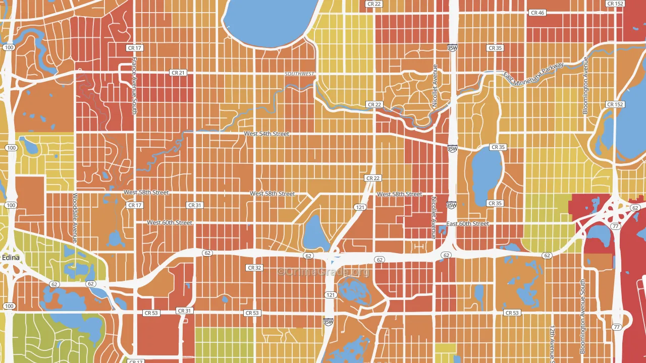 Kenny, Minneapolis, MN Map of Vandalism Rates