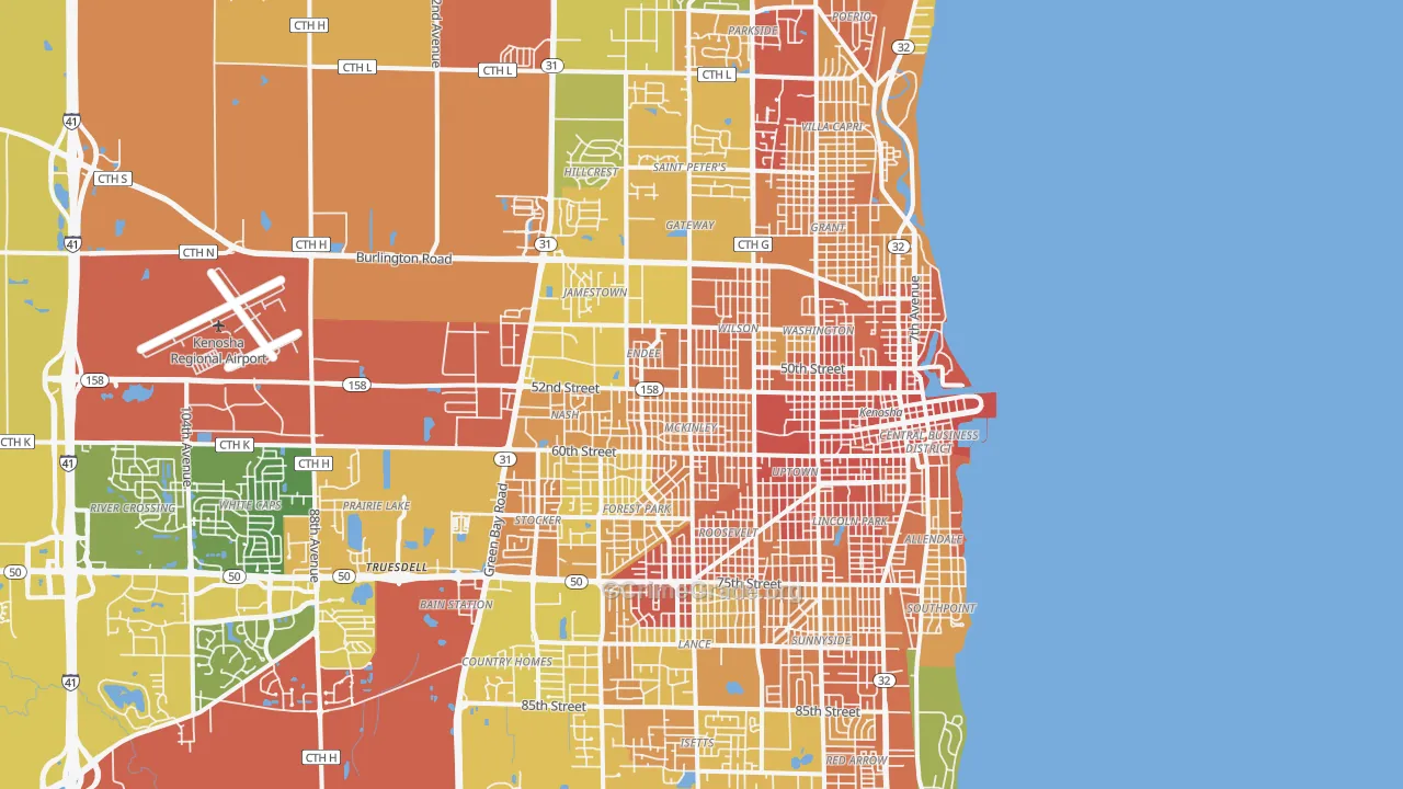 Kenosha, WI Map of Vandalism Rates