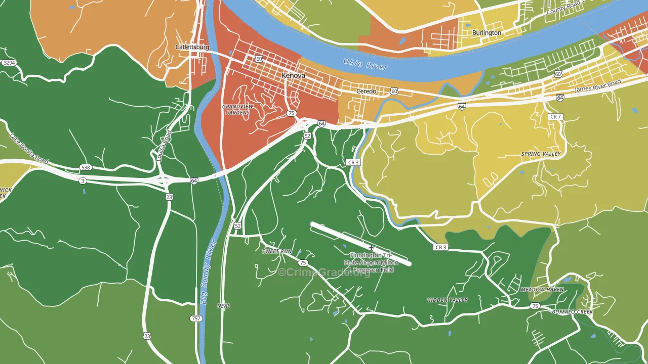 Kenova, WV Map of Vandalism Rates