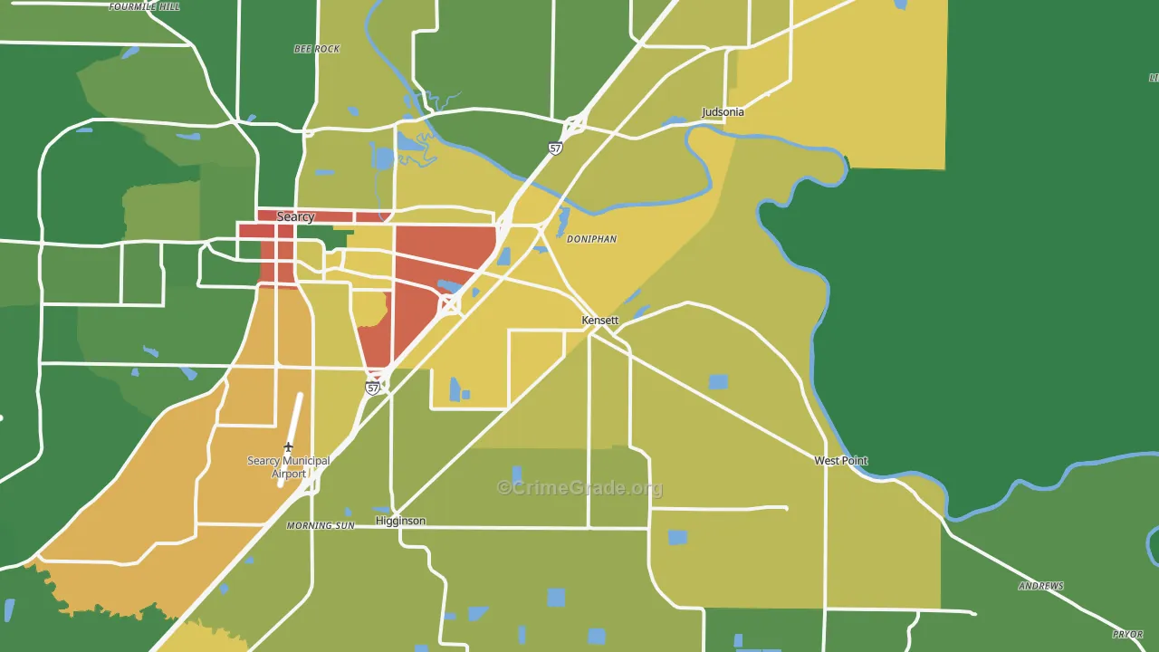 Kensett, AR Map of Vandalism Rates
