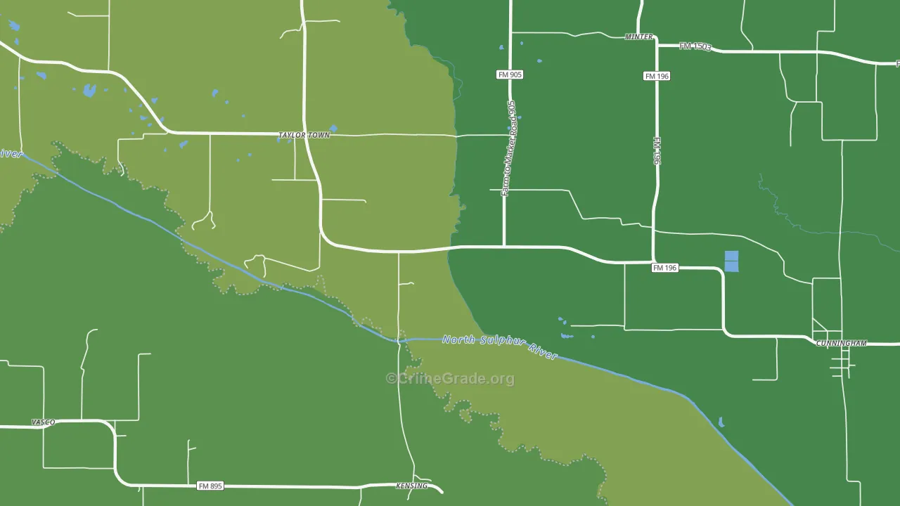 Kensing, TX Map of Vandalism Rates