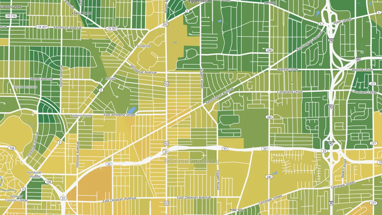 Kensington, Buffalo, NY Map of Vandalism Rates