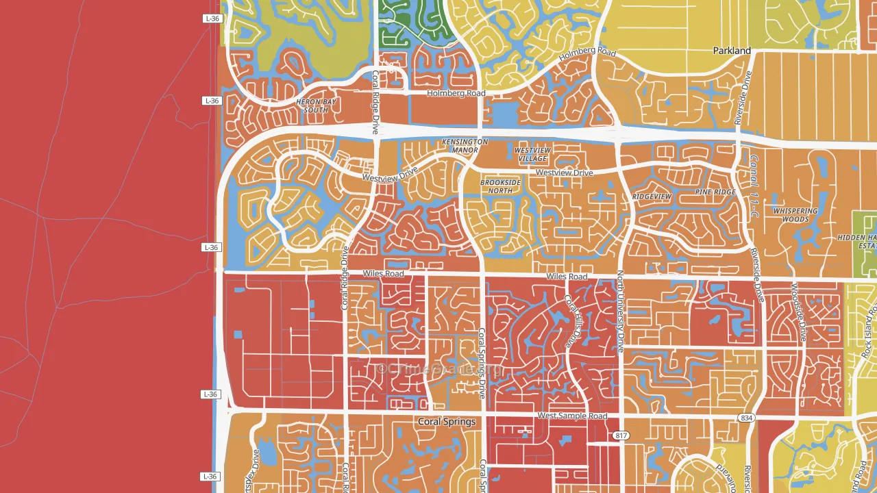 Kensington, Coral Springs, FL Map of Vandalism Rates