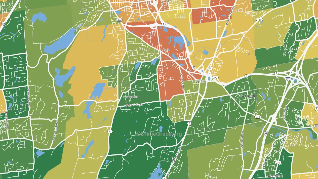 Kensington, CT Map of Vandalism Rates