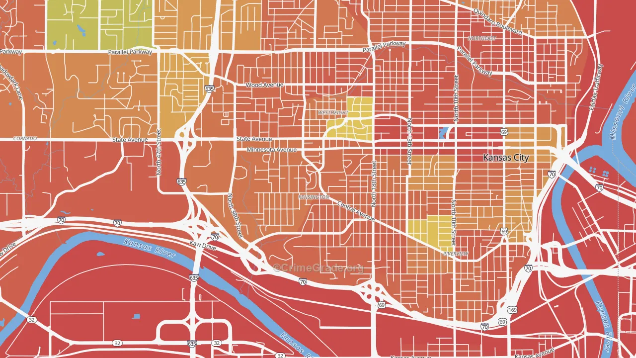 Kensington, Kansas City, KS Map of Vandalism Rates