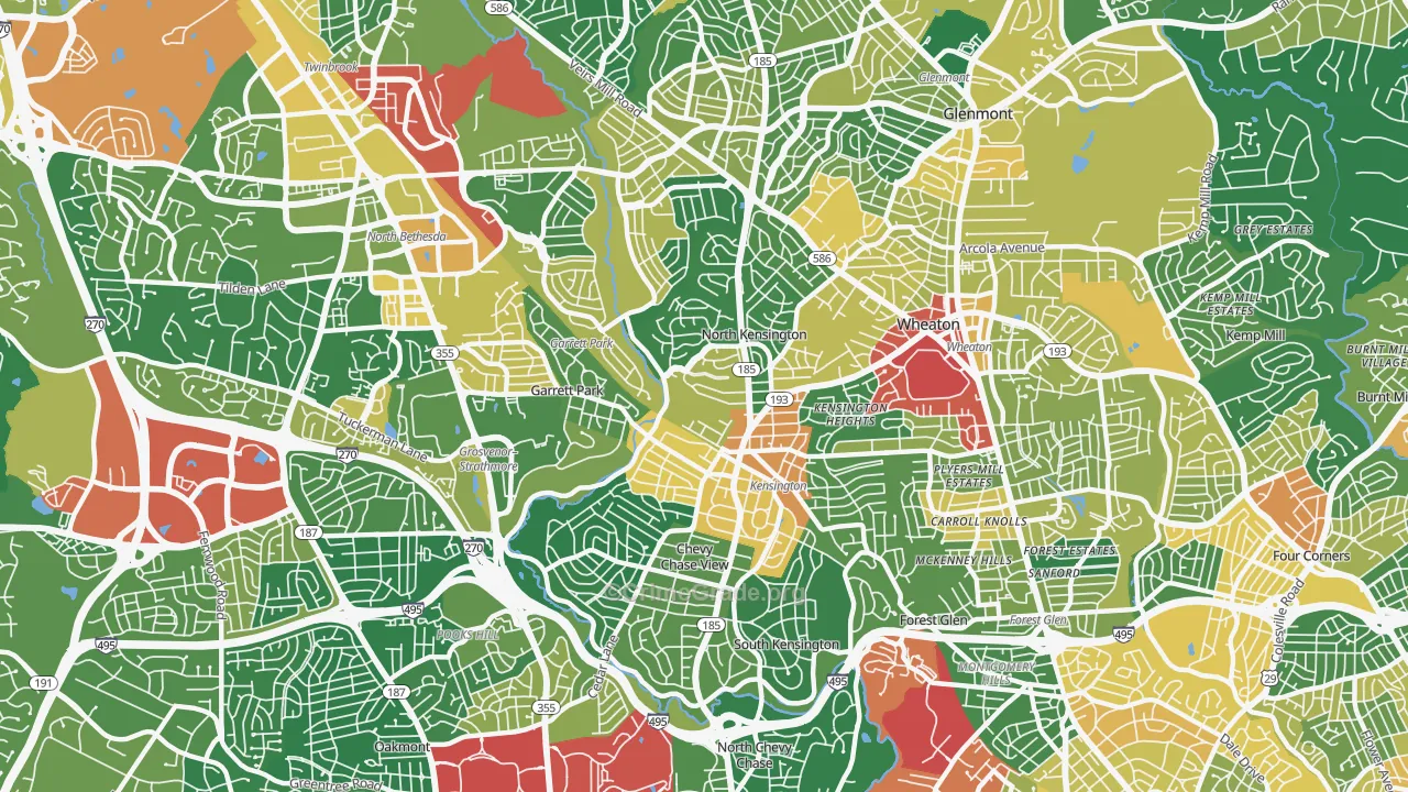 Kensington, MD Map of Vandalism Rates