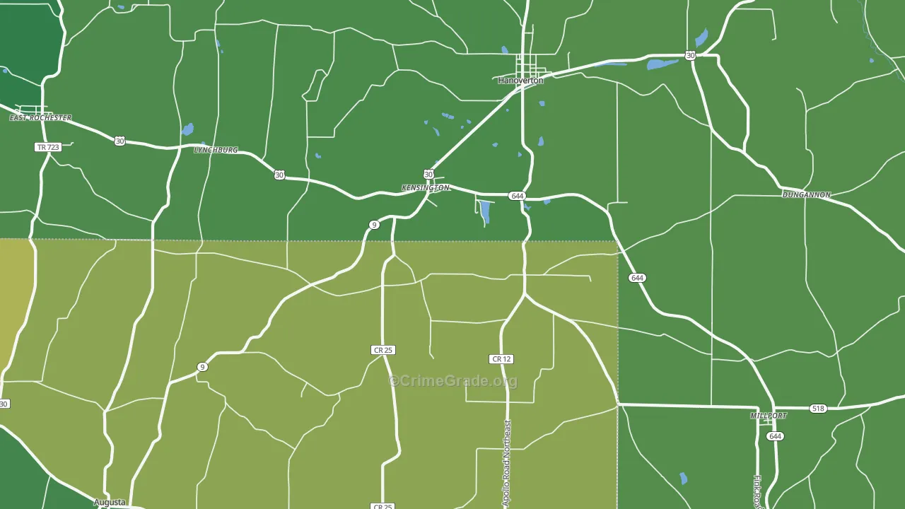 Kensington, OH Map of Vandalism Rates