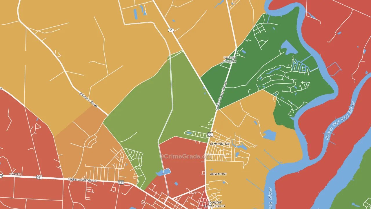 Kensington, SC Map of Vandalism Rates