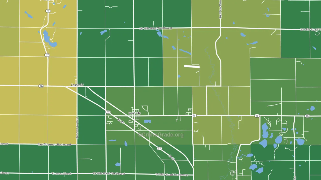 Kent City, MI Map of Vandalism Rates