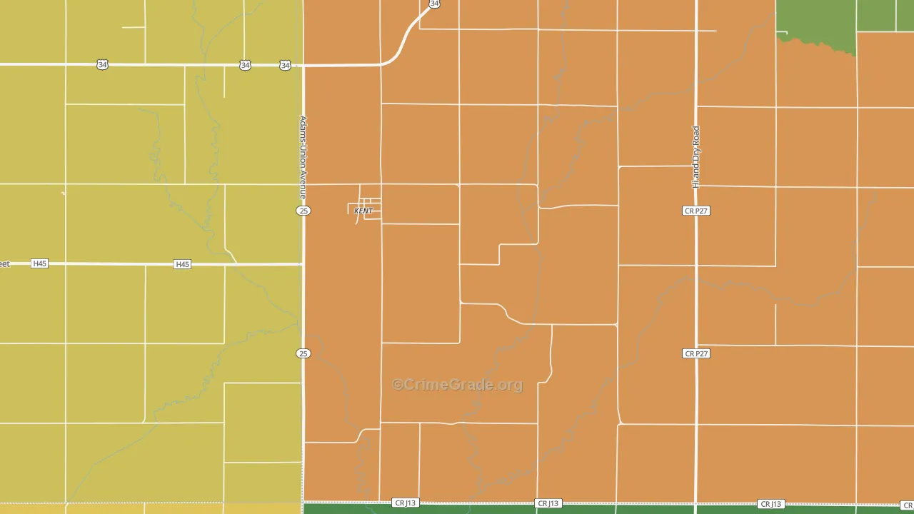 Kent, IA Map of Vandalism Rates