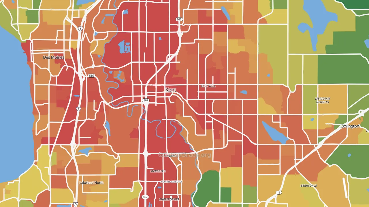 Kent, WA Map of Vandalism Rates