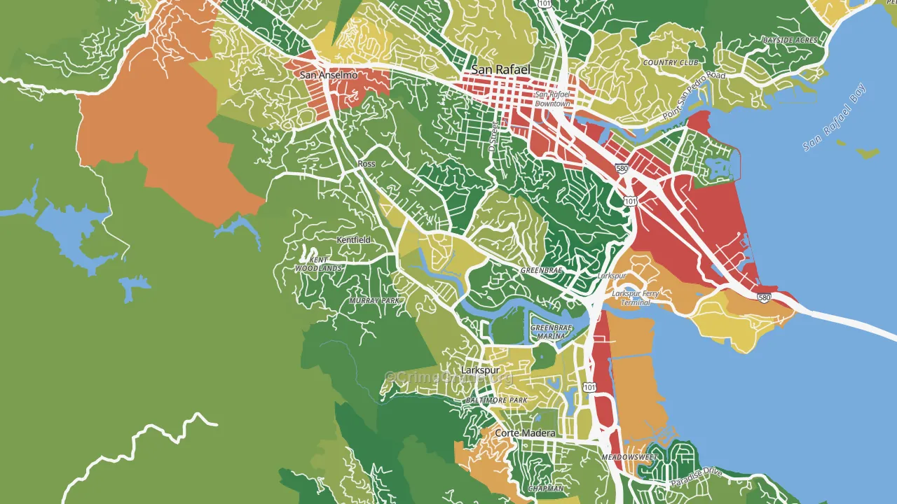 Kentfield, CA Map of Vandalism Rates