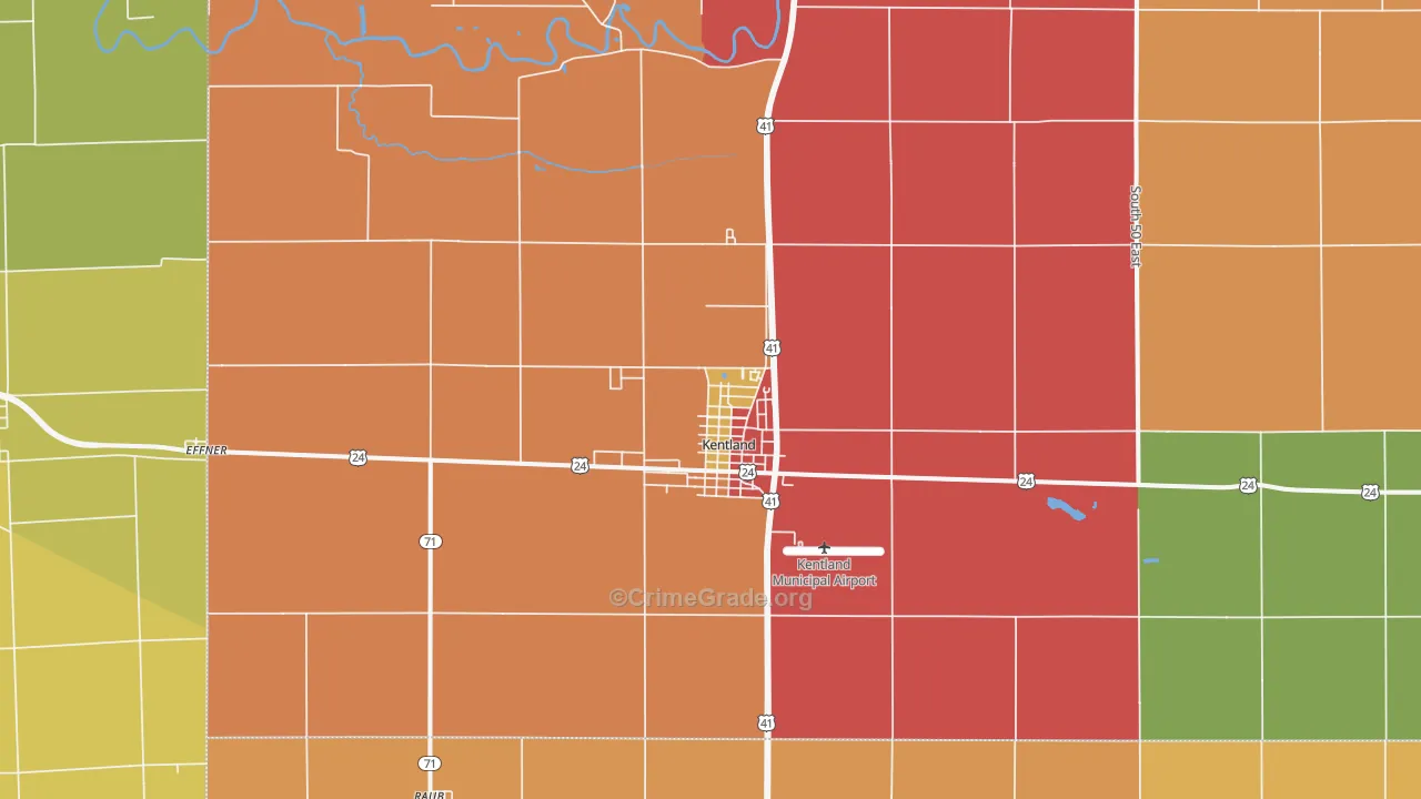 Kentland, IN Map of Vandalism Rates