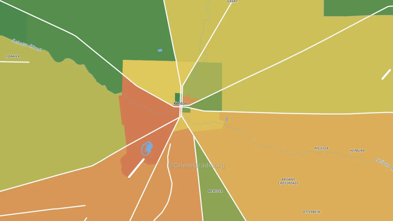 Kenton, OH Map of Vandalism Rates