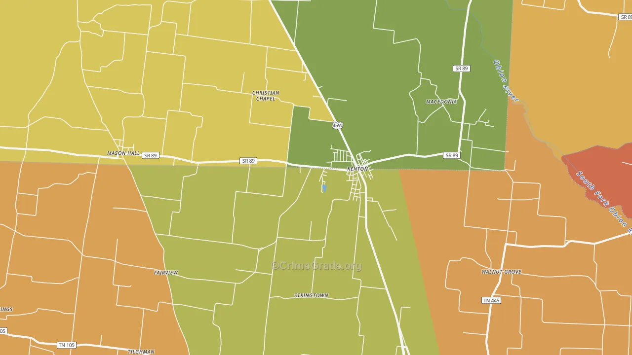 Kenton, TN Map of Vandalism Rates