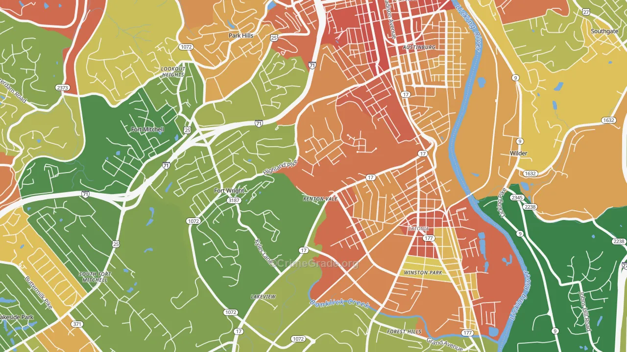 Kenton Vale, KY Map of Vandalism Rates
