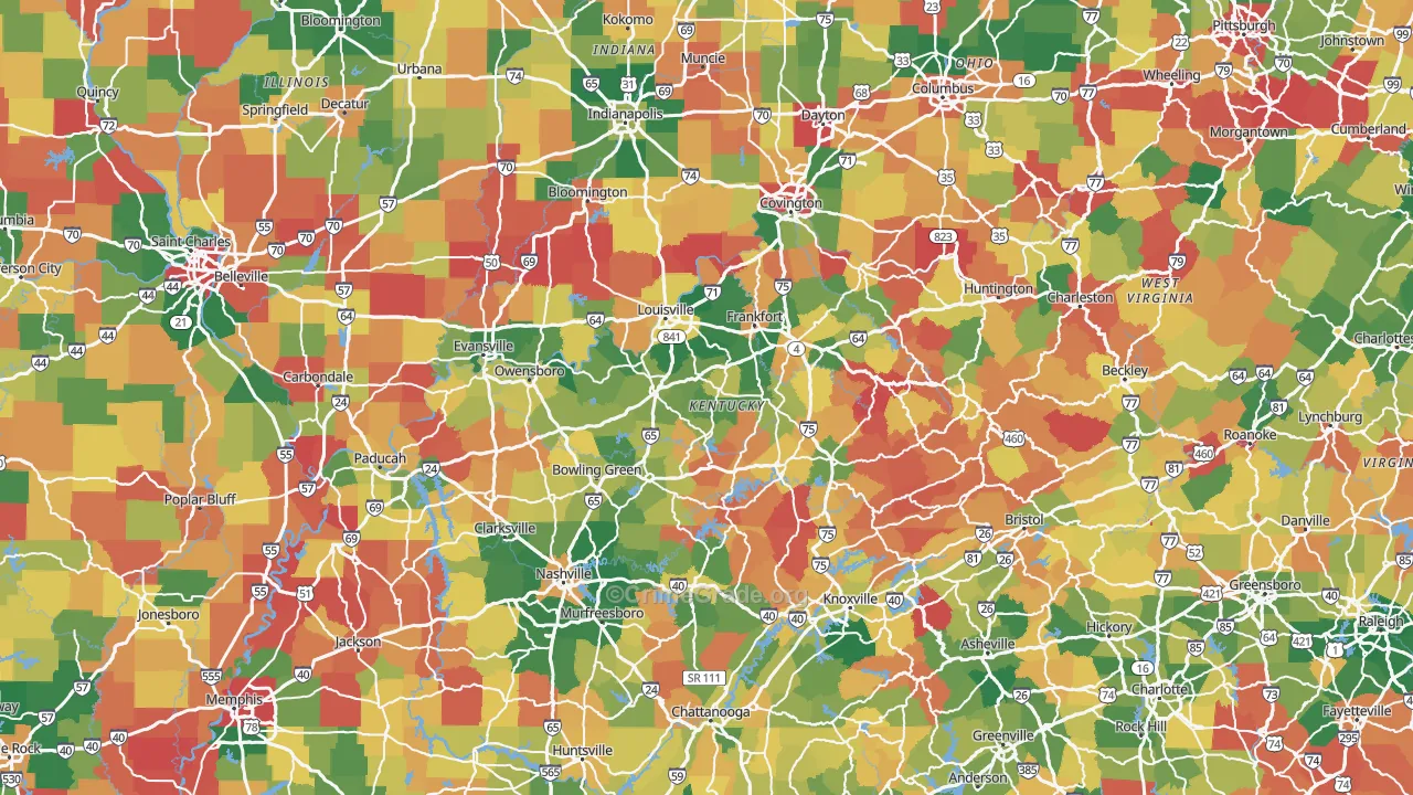 Kentucky Map of Vandalism Rates