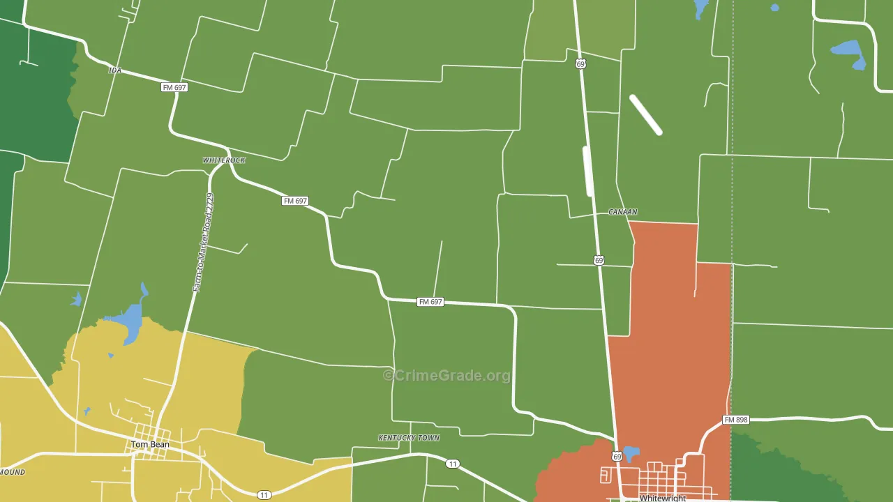Kentuckytown, TX Map of Vandalism Rates