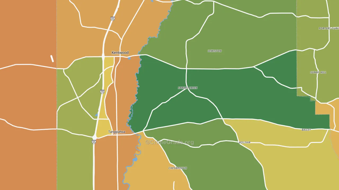 Kentwood, LA Map of Vandalism Rates
