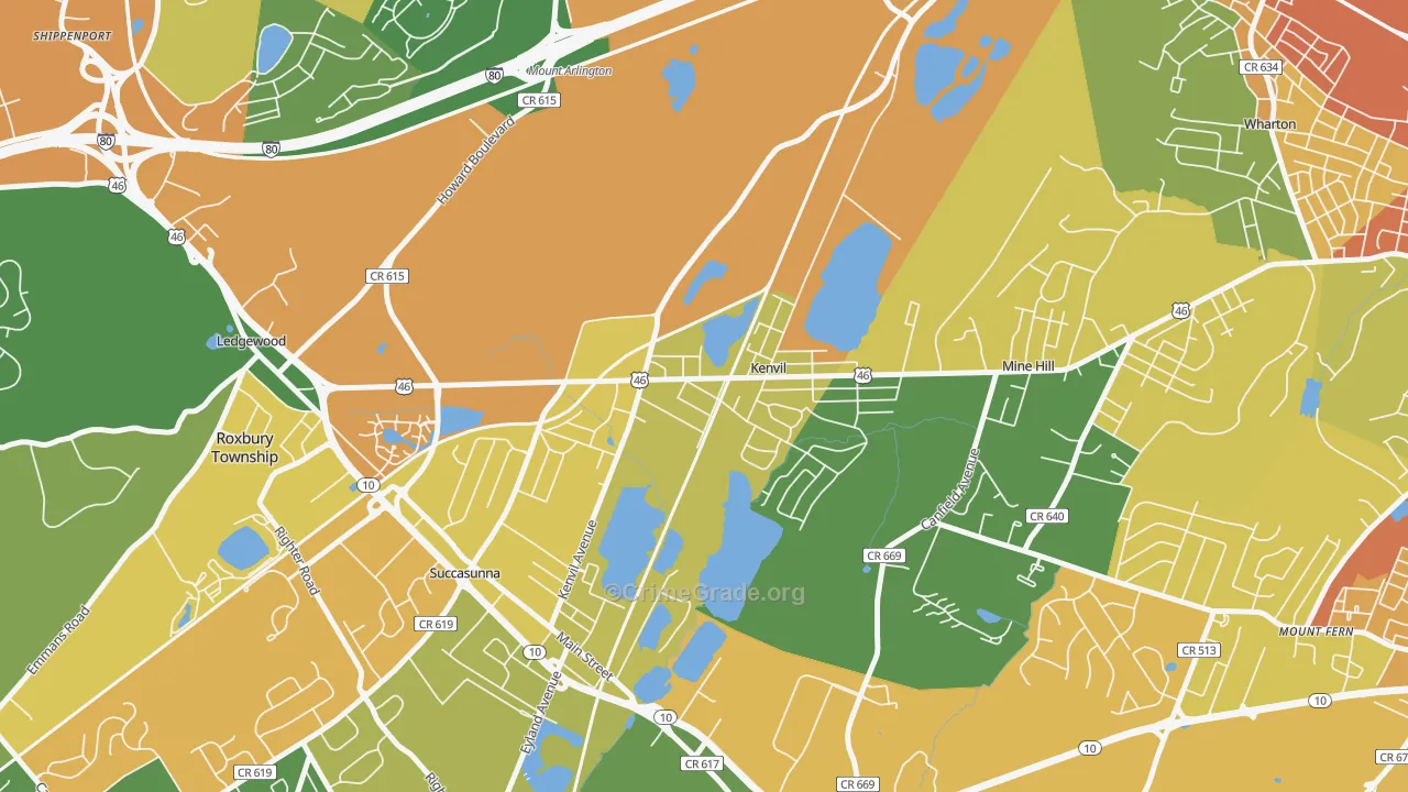Kenvil, NJ Map of Vandalism Rates