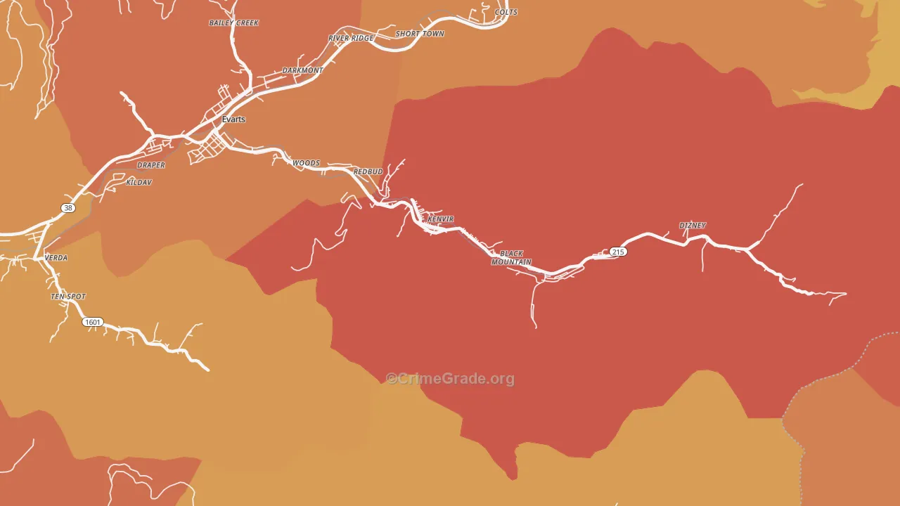 Kenvir, KY Map of Vandalism Rates